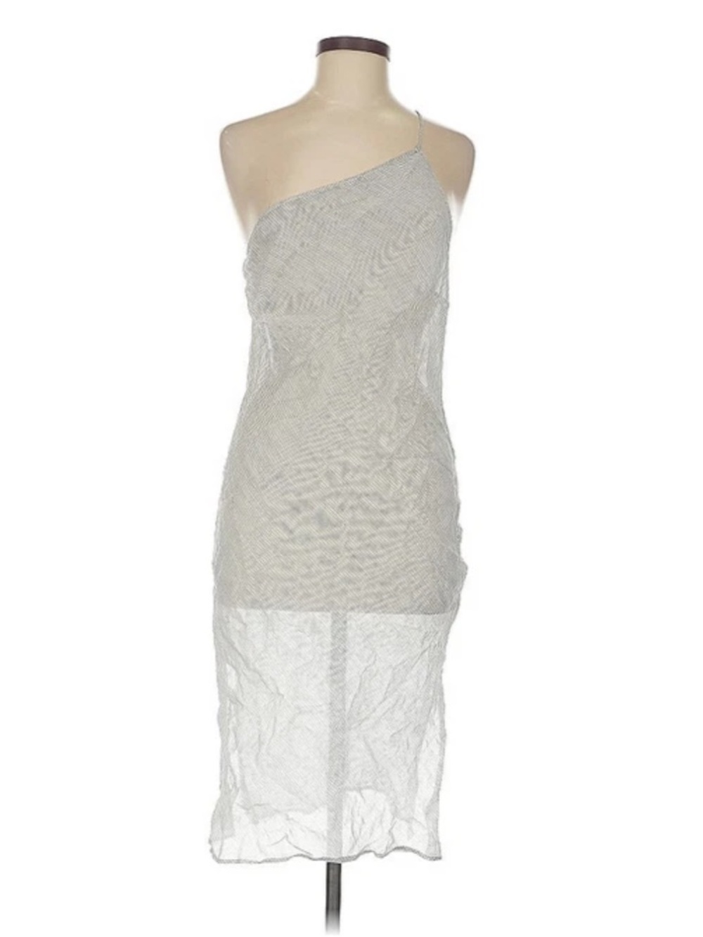 ST. AGNI ONE SHOULDER BIAS CUT SLIP DRESS SIZE M PIN STRIPE ORGANIC COTTON SILK